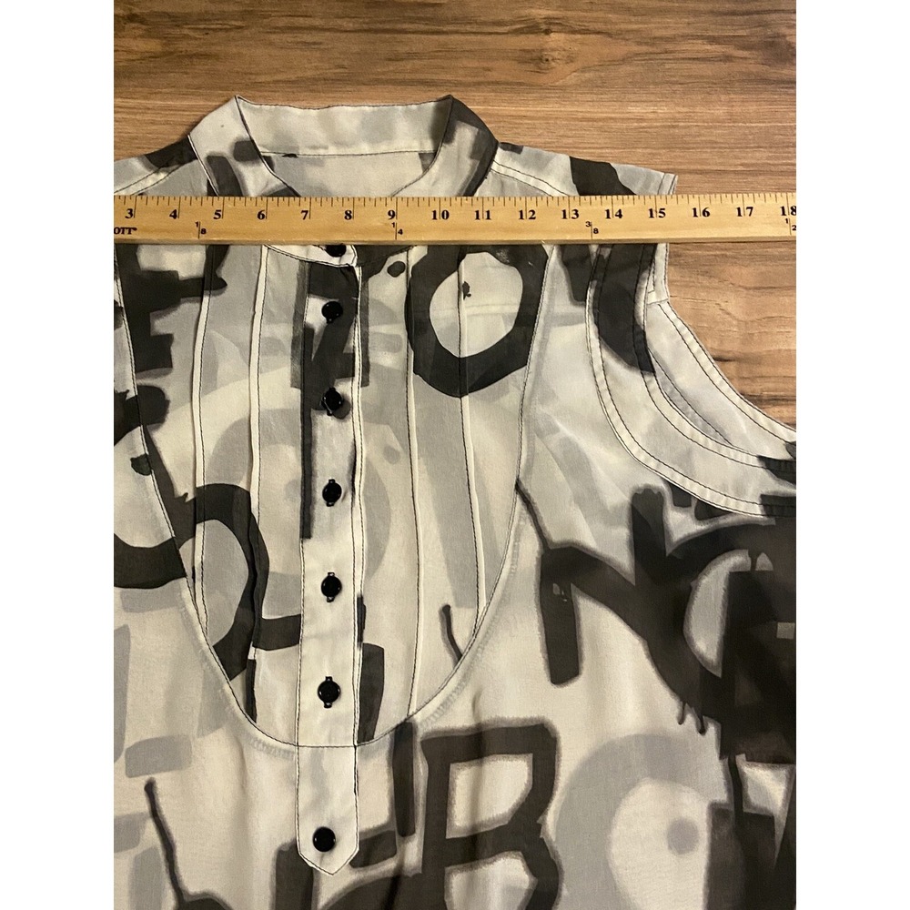 Peoples Liberation Women's Large Blouse Top Sheer Letters Spell out Artsy - Picture 12 of 15